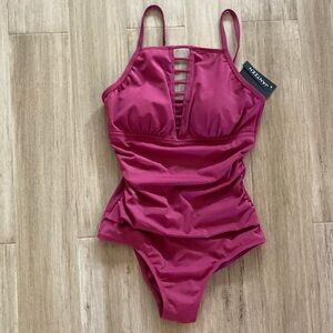 Brand New Jantzen Dark Raspberry One-Piece Swimsuit, Sz 10